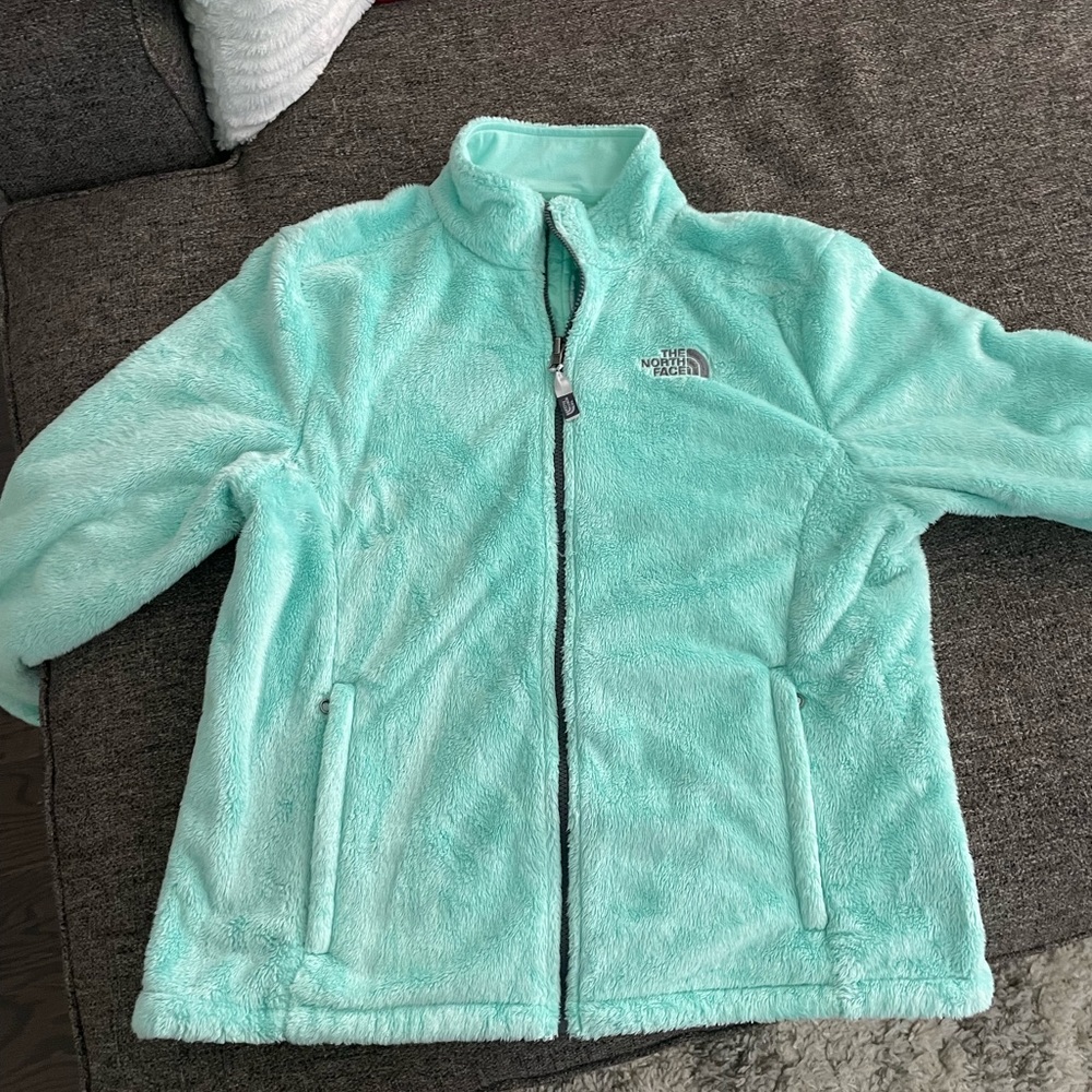 Women’s North Face zip up fuzzy sweater